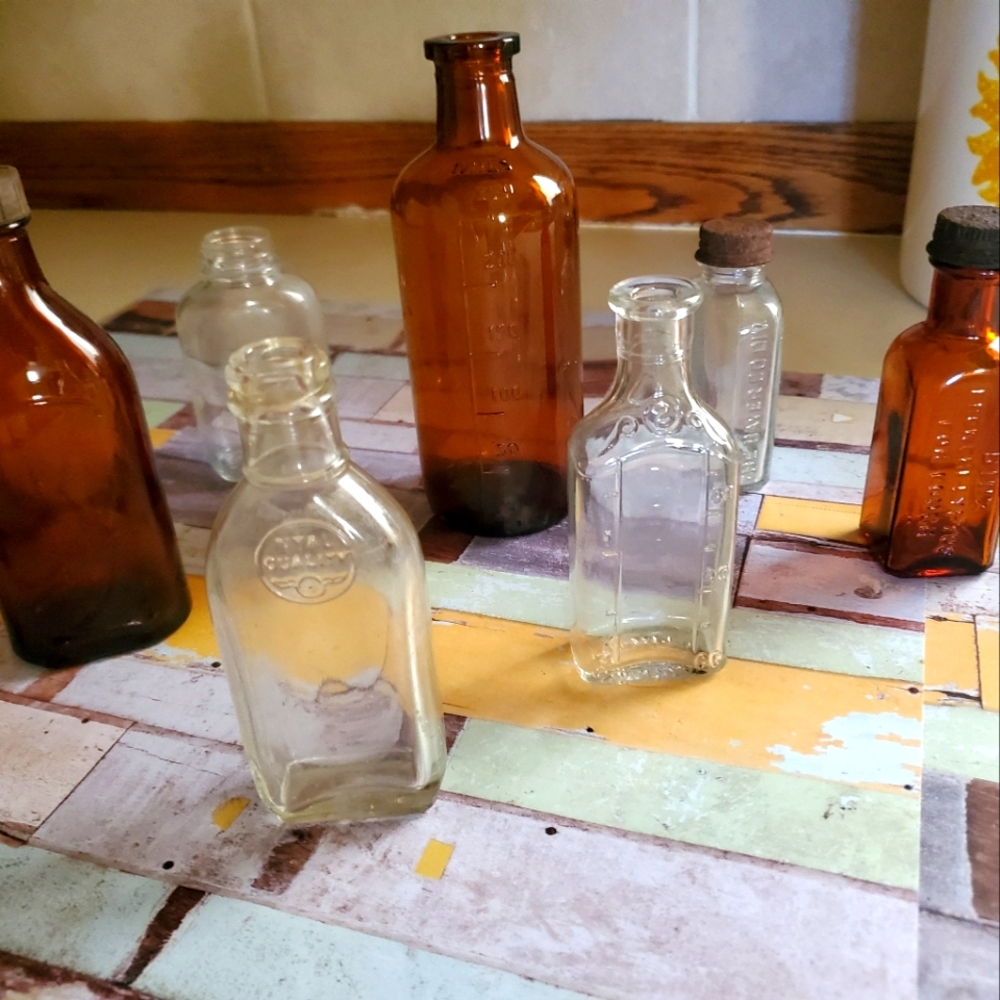 Bundle vintage old medicine bottles